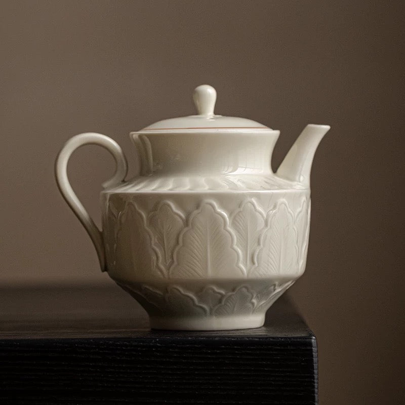 Song Dynasty-style Ding Kiln White Ceramic Teapot – Handmade Large Capacity Teapot with Filter, Retro Gongfu Tea Set for Home Brewing