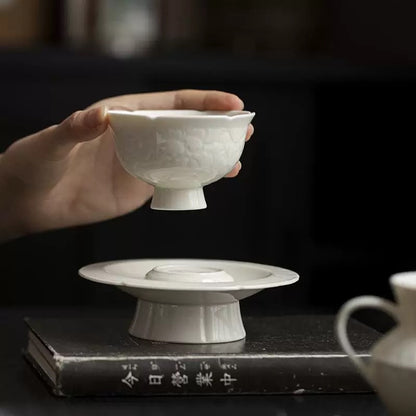 Song Dynasty-style Ding Kiln White Ceramic Teapot – Handmade Large Capacity Teapot with Filter, Retro Gongfu Tea Set for Home Brewing