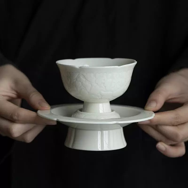 Song Dynasty-style Ding Kiln White Ceramic Teapot – Handmade Large Capacity Teapot with Filter, Retro Gongfu Tea Set for Home Brewing