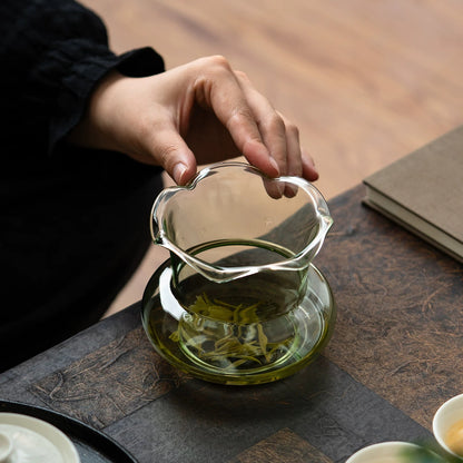 High Borosilicate Glass Fluted Waste Water Jar - Tea Ceremony Drain Bucket with Strainer for Tea Table, Gongfu Tea Waste Disposal