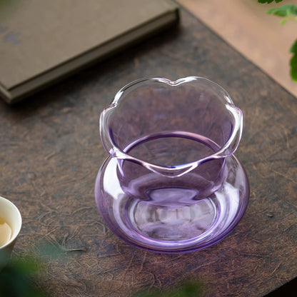High Borosilicate Glass Fluted Waste Water Jar - Tea Ceremony Drain Bucket with Strainer for Tea Table, Gongfu Tea Waste Disposal