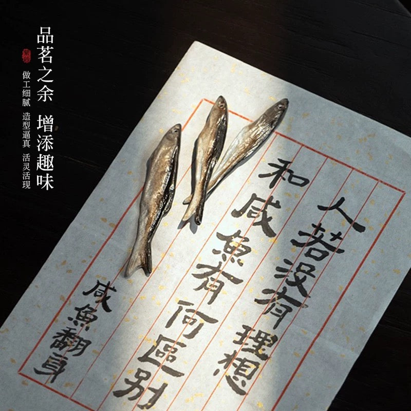 Yixing Original Clay 'Turning Luck' Tea Pet - Handcrafted Salted Fish Sculpture with Hand-Painted Details (Nourishable Tea Companion)
