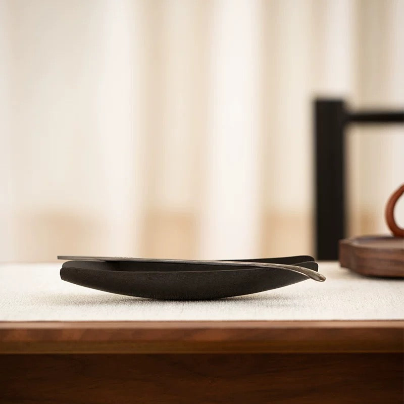 Urushi Lacquered Iron Tea Scoop Set - Wabi-Sabi Style Handcrafted Chashi & Tea Measure with Japanese Aesthetic