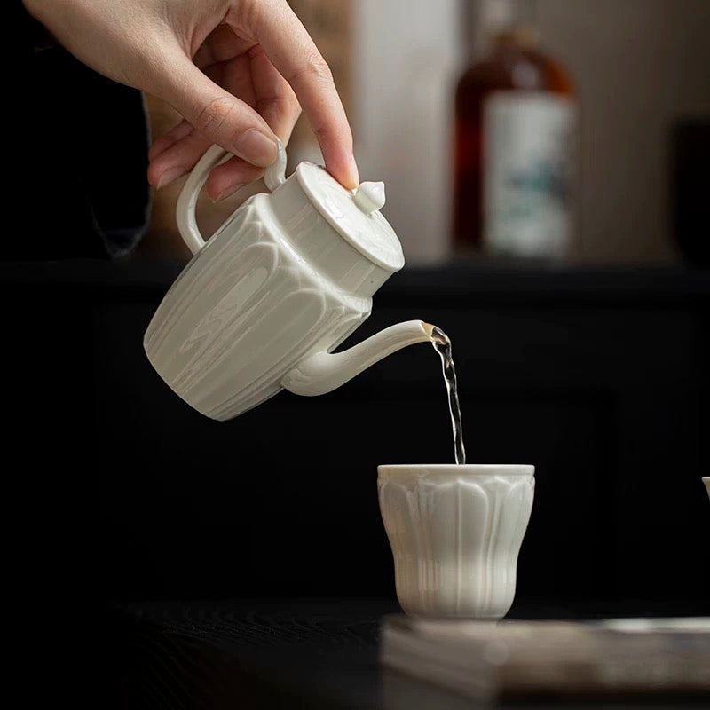 Song Dynasty-Inspired White Porcelain Tea Set – Premium 1-Pot-4-Cup Gongfu Gift Collection (Luxury Gift Box)