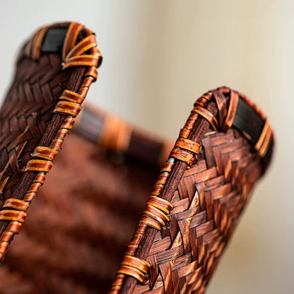 Handwoven Bamboo Tea Cup Holder – Japanese-Style Storage Basket for Gongfu Tea Sets (Multi-Slot Display & Organizer)