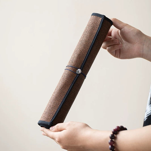 Handwoven Waterproof Tea Mat - Minimalist Straw Table Runner for Gongfu Tea Ceremony (Vintage-Style Tea Table Protection Pad)