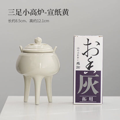 Song Dynasty Tri-Legged Incense Altar"**  
*Handcrafted Ceramic Incense Holder with Creative Retro Design – Zen Meditation Burner for Agarwood & Sandalwood (Charcoal-Compatible Incense Vessel)