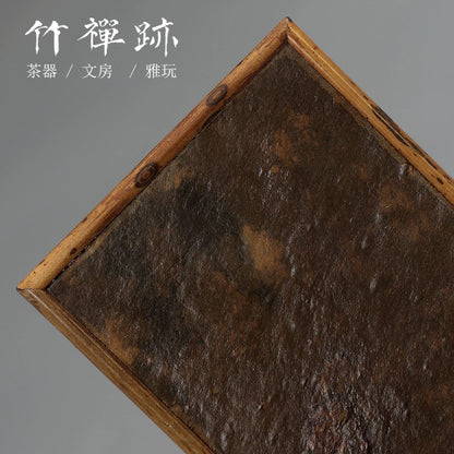 Handcrafted Deer Bamboo & Artificial Rock Lacquer Tea Board (2025 New Compact Dry-Brewing Tray for Solo Tea Sessions)