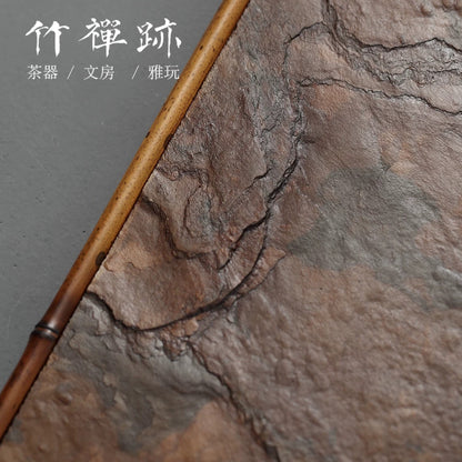 Handcrafted Deer Bamboo & Artificial Rock Lacquer Tea Board (2025 New Compact Dry-Brewing Tray for Solo Tea Sessions)