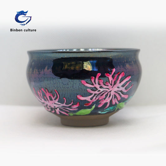 Lianhongda Jianzhan Type: General Cup Glazed Surface: Colorful Oil Drop Paint Hand drawn