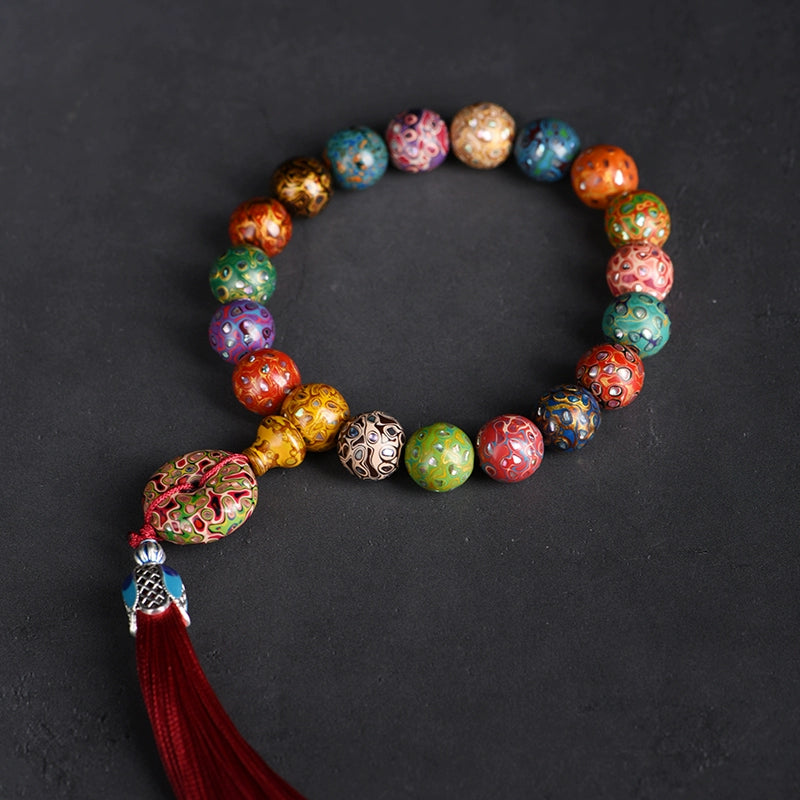 Chinese large lacquer Duobao bracelet Duobao bead bracelet rhinoceros skin fine snail lacquer men's tide Buddha beads men's and women's models