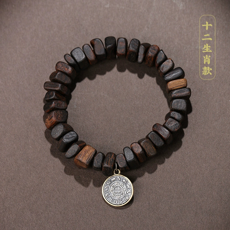 Dharakanye agarwood bracelet, high oil submerged level, male and female couples 925 silver zodiac unpopular Wenwan bracelet, Buddha beads