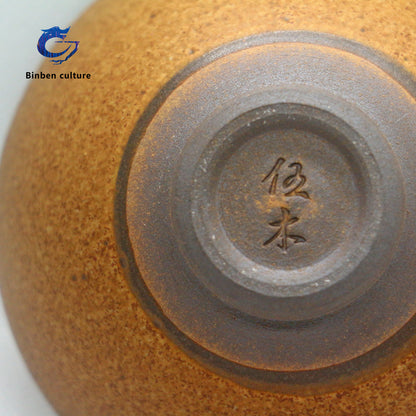 Wu Linsen's pottery type: flat mouth glazed surface: kiln transformed gold thread