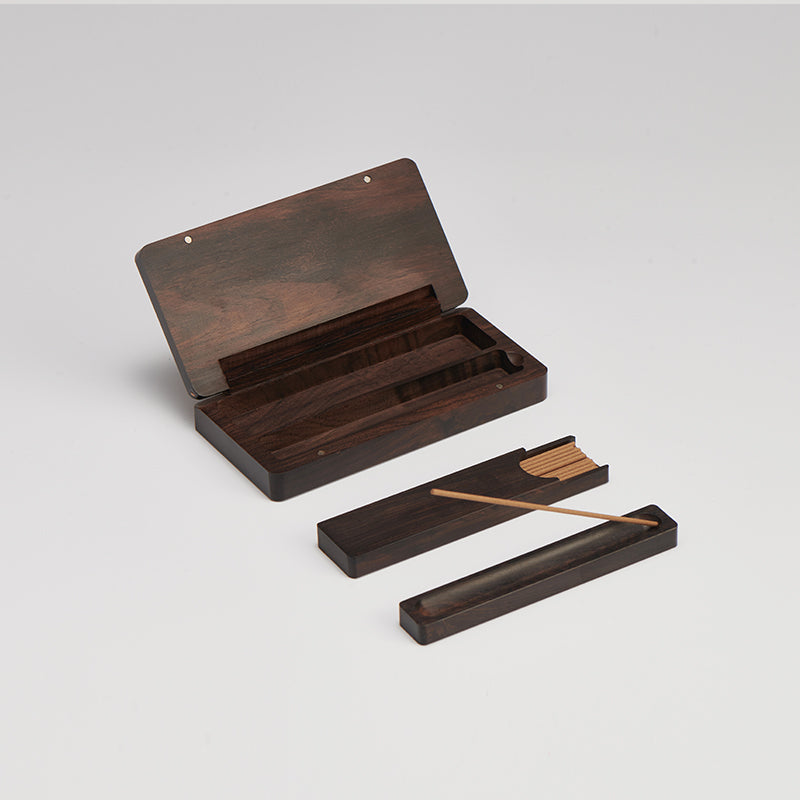 Black Sandalwood Box with Incense Sticks Portable Pack